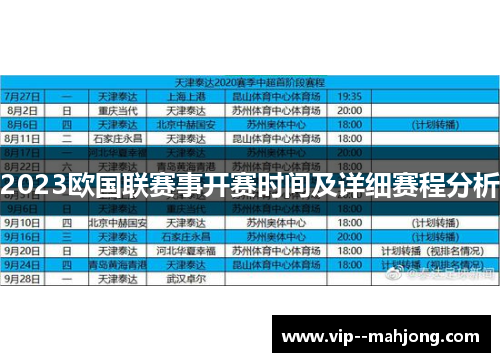 2023欧国联赛事开赛时间及详细赛程分析